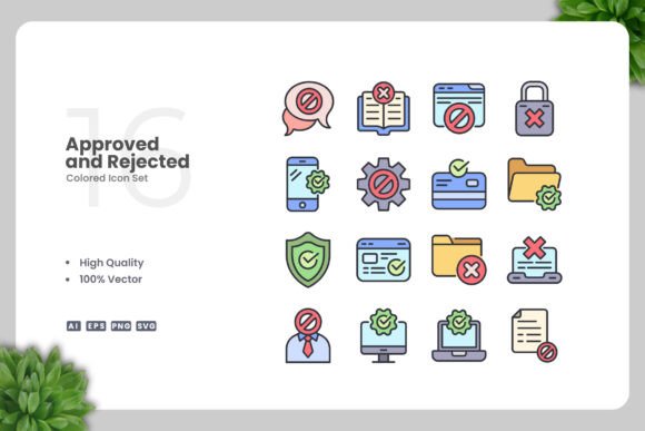 Approved and Rejected Colored Icons for Every Digital Need