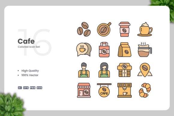 Cafe Colored Icons: Simple and Clean Design