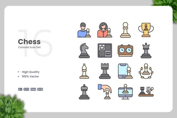 Chess Colored Icons for Creative Projects