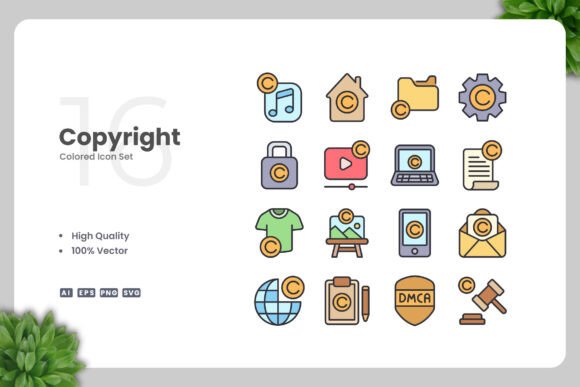 Copyright Colored Icons for Creative Projects