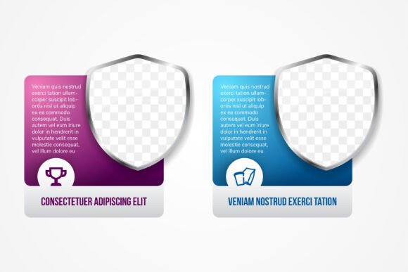Creating Professional Infographics with Shield Frames and Business Icons