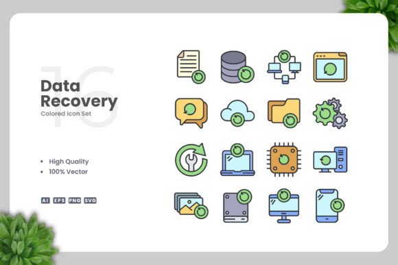 Data Recovery Colored Icons: A Versatile Design Solution