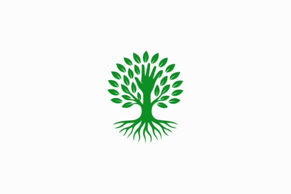 Green Tree Logo with Hand Growth Care