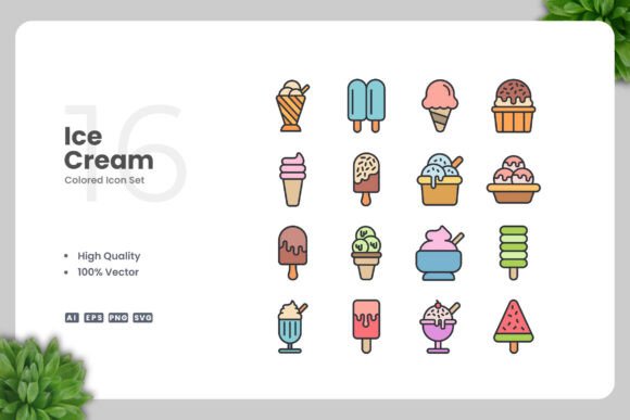 Ice Cream Colored Icons for Creative Projects