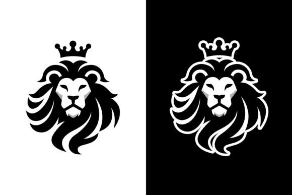 Majestic Lion Head Logo Wearing Crown: A Symbol of Power and Elegance for Your Brand