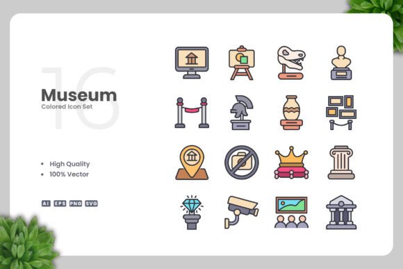 Museum Colored Icons: Simple and Stylish Design