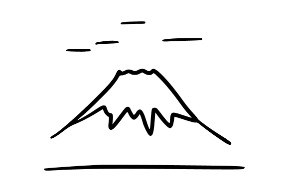 Outline Mount Fuji with Clouds: A Versatile Visual Asset for Modern Design