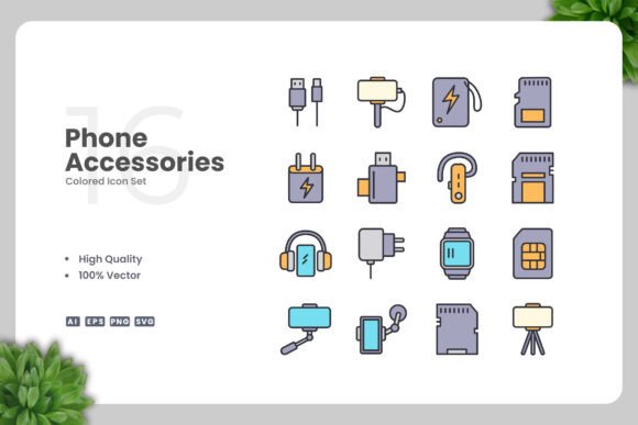 Phone Accessories Colored Icons: A Perfect Blend of Design and Functionality