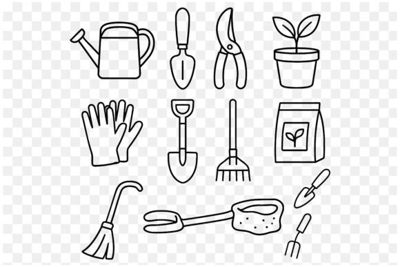 Plant Care Tool Vector Set: A Minimalist Approach to Gardening Design