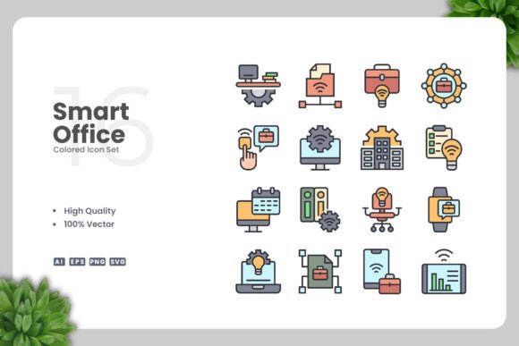 Smart Office Colored Icons for Professional Design