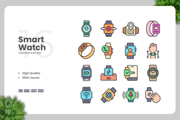 Smartwatch Colored Icons for Modern Design Needs