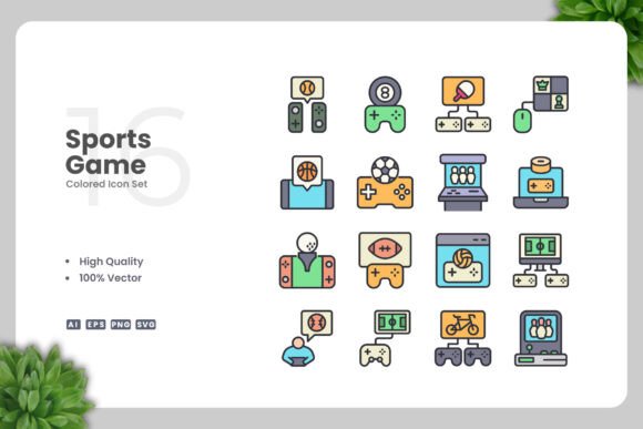 Sports Game Colored Icons: A Modern Design Solution for Diverse Applications