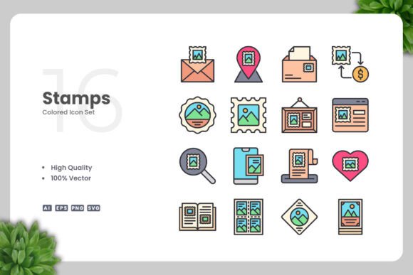 Stamps Colored Icons: A Versatile Design Resource for Modern Creatives