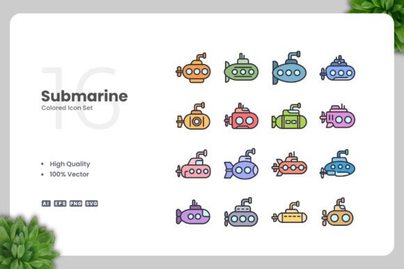 Submarine Colored Icons for Every Project