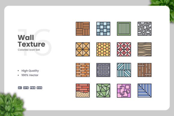 Wall Texture Colored Icons for Modern Design Projects