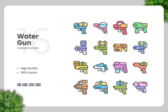 Water Gun Colored Icons: A Versatile Design Resource