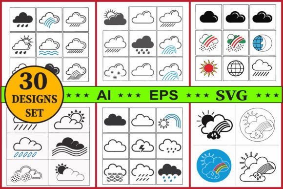 Weather Forecast Icon Vector Clipart Set: A Versatile Tool for Designers and Creators