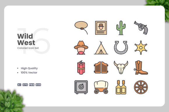 Wild West Colored Icons: A Versatile Design Resource for Modern Projects