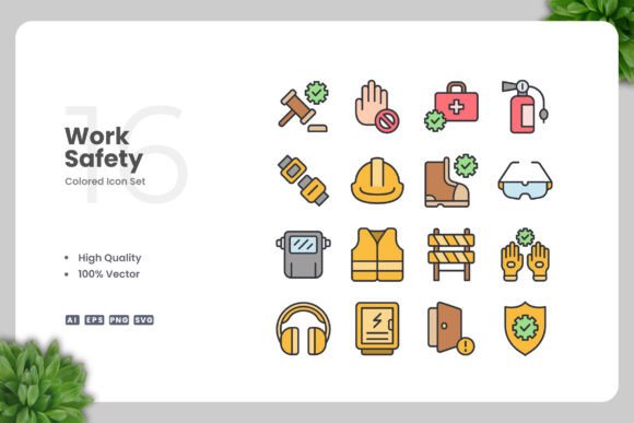 Work Safety Colored Icons for Effective Visual Communication