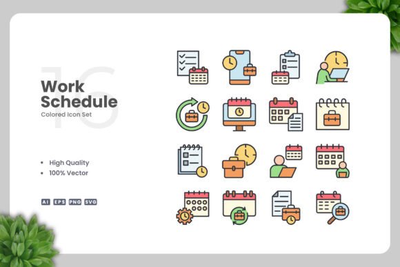 Work Schedule Colored Icons for Every Need